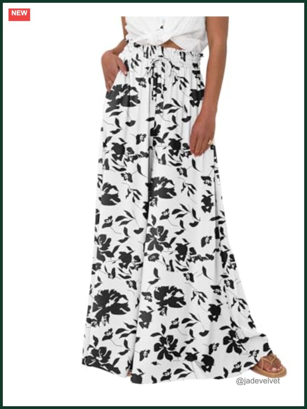 Wide Leg Flowy Palazzo Pants for Women Elastic Waist Trousers with Pockets